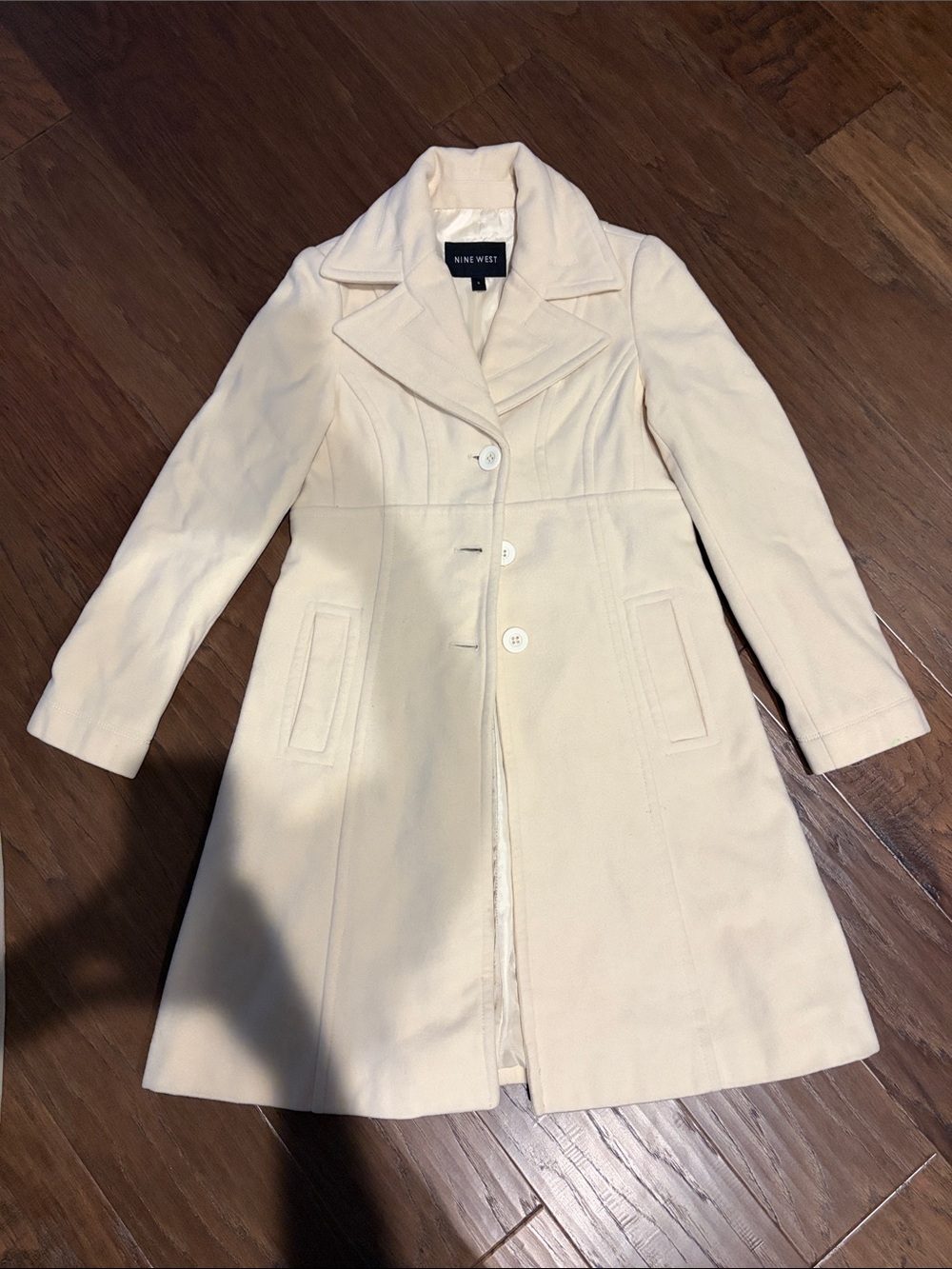 Nine West Cream Fit-and-Flare Trench Coat